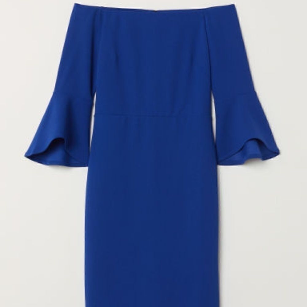 H&M Cobalt Blue Off Shoulder Pencil Dress